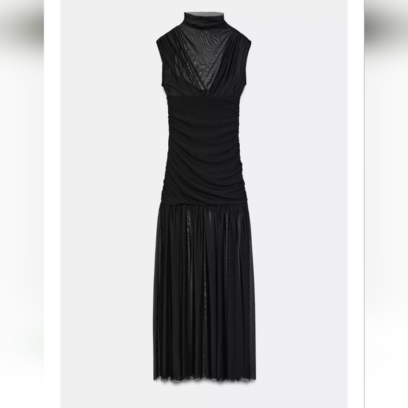 Zara Draped Midi Dress Black - Picture 16 of 16
